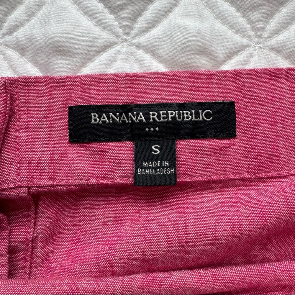 Banana Republic Factory Pink Chambray Button Down Back Off The Shoulder Top Sz S - Picture 10 of 15